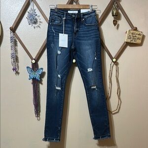 KanCan Blue Distressed Ankle Cropped Jeans